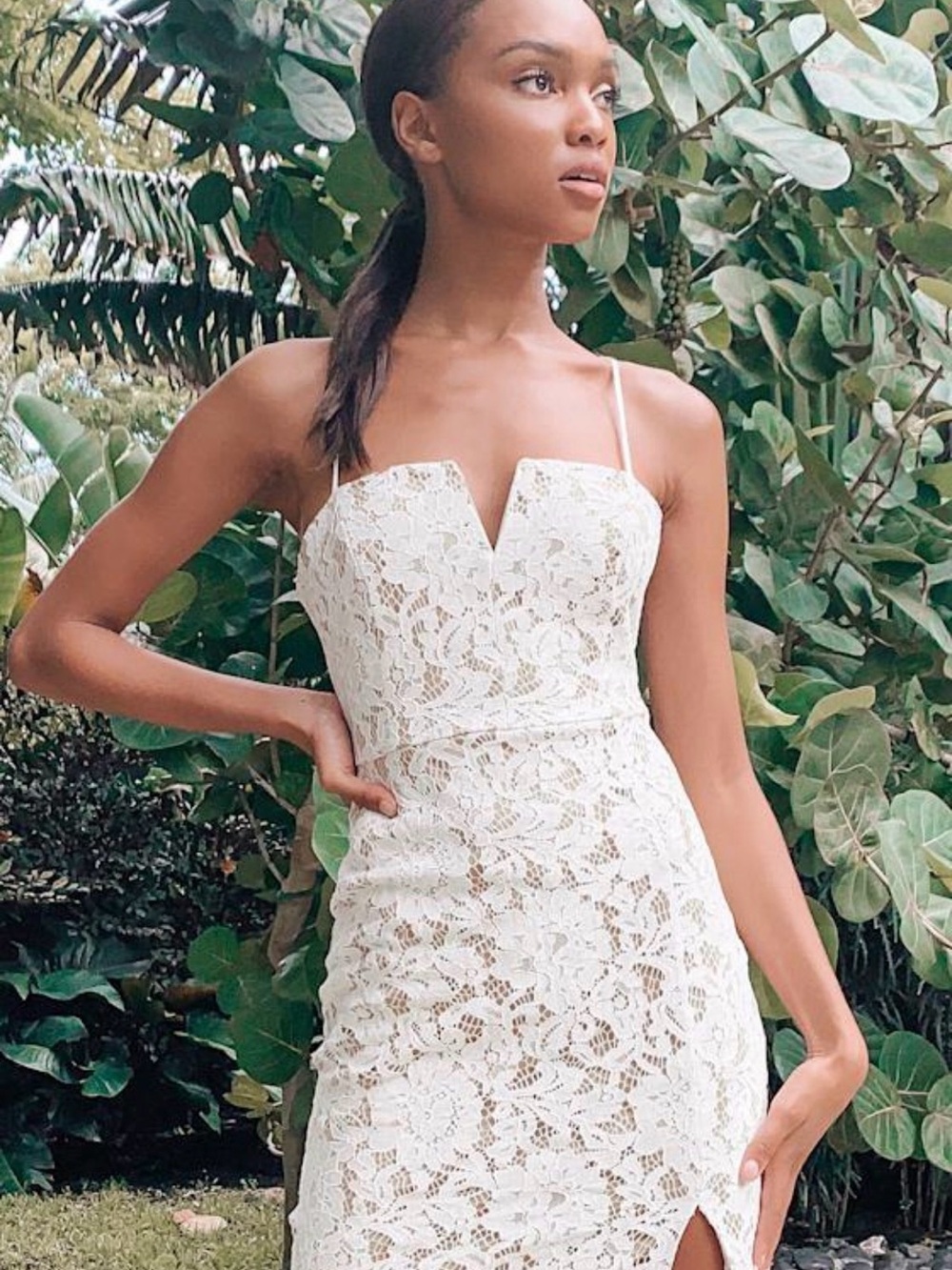 Lulus Amazing Allure White Crochet Lace Bodycon Midi Dress L